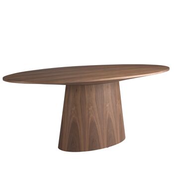 Table à manger fixe avec plateau ovale en bois plaqué noyer, modèle 1013 2