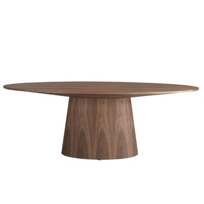 Table à manger fixe avec plateau ovale en bois plaqué noyer, modèle 1013