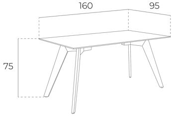 Table à manger avec plateau fixe en verre trempé, structure en acier inoxydable et pieds en bois plaqué noyer, modèle 1031 5