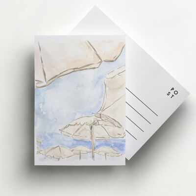 Gelassene Regenschirme Postkarte