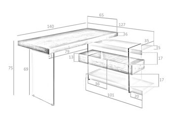 Bureau noyer et verre modèle 3003 7