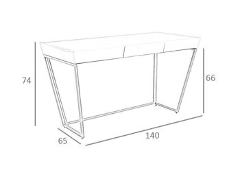 Bureau avec tiroir central et plateau en MDF laqué Gris Perle Brillant, Structure en acier poli effet Noir, modèle 3001 4