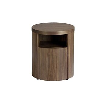 Table de chevet en bois plaqué noyer avec tiroir caché, modèle 7051 3