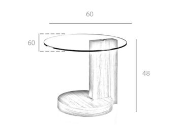 Table d'angle avec base et colonne en bois plaqué noyer et plateau en verre trempé, modèle 2036 8