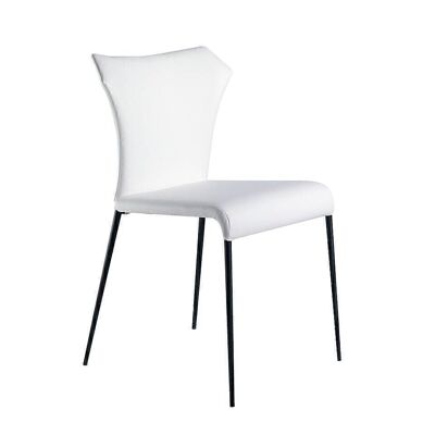 Dining chair upholstered in imitation leather and steel leg structure painted in black, model 4021