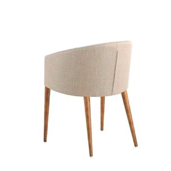 Chaise de salle à manger rembourrée en tissu avec accoudoirs et pieds en bois de frêne couleur noyer, modèle 4007 3