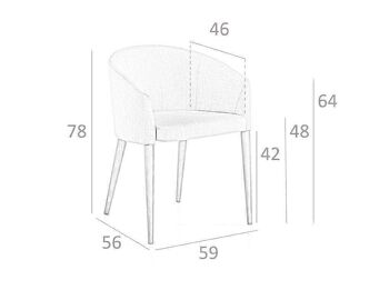 Chaise de salle à manger rembourrée en tissu avec accoudoirs et pieds en bois de frêne couleur noyer, modèle 4007 9