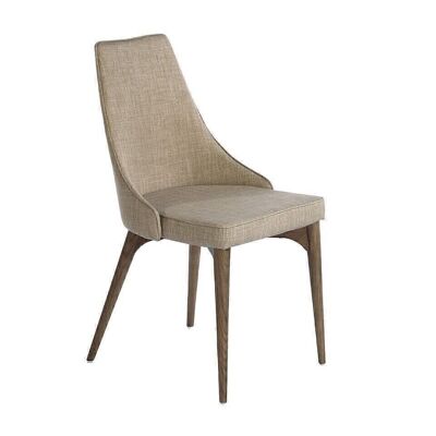Dining chair upholstered in fabric and walnut-colored ash wood leg structure, model 4032