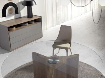 Chaise de salle à manger rembourrée en tissu et structure en bois de frêne couleur noyer, modèle 4032 6