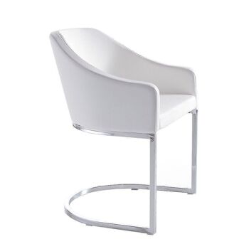 Chaise de salle à manger rembourrée en similicuir avec accoudoirs et pieds en acier inoxydable chromé, modèle 4003 1