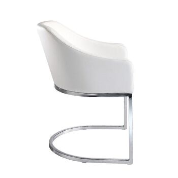 Chaise de salle à manger rembourrée en similicuir avec accoudoirs et pieds en acier inoxydable chromé, modèle 4003 2