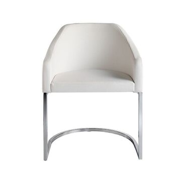 Chaise de salle à manger rembourrée en similicuir avec accoudoirs et pieds en acier inoxydable chromé, modèle 4003 4
