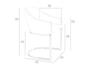 Chaise de salle à manger rembourrée en similicuir avec accoudoirs et pieds en acier inoxydable chromé, modèle 4003 7