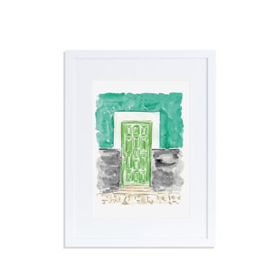 Green Door Art Print A4