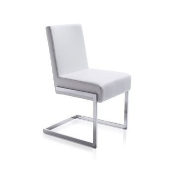Chaise de salle à manger rembourrée en similicuir et structure en acier inoxydable chromé, modèle 4026 1