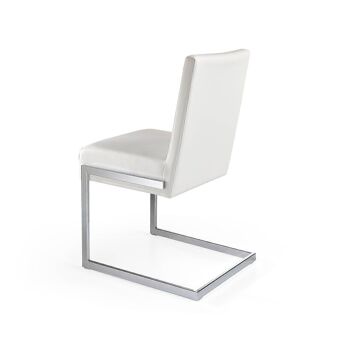 Chaise de salle à manger rembourrée en similicuir et structure en acier inoxydable chromé, modèle 4026 3