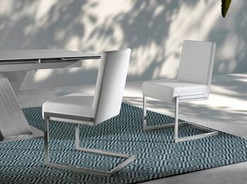 Chaise de salle à manger rembourrée en similicuir et structure en acier inoxydable chromé, modèle 4026 6
