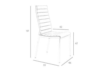 Chaise de salle à manger rembourrée en similicuir et structure en acier inoxydable chromé, modèle 4024 8