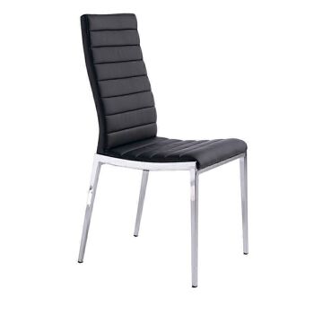 Chaise de salle à manger rembourrée en similicuir et structure en acier inoxydable chromé, modèle 4051 1