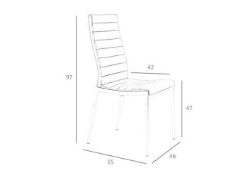 Chaise de salle à manger rembourrée en similicuir et structure en acier inoxydable chromé, modèle 4051 5