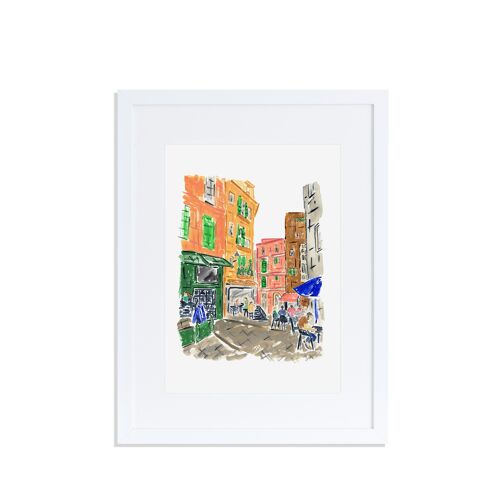 Spanish Plaza Art Print A4