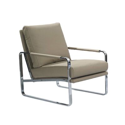 Armchair upholstered in imitation leather with chromed stainless steel structure, model 5046