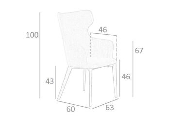 Chaise de salle à manger à dossier haut recouverte de tissu et pieds en bois de frêne couleur noyer, modèle 4001 9