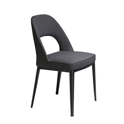 Dining chair upholstered in fabric and legs structure in epoxy steel painted in black, model 4023