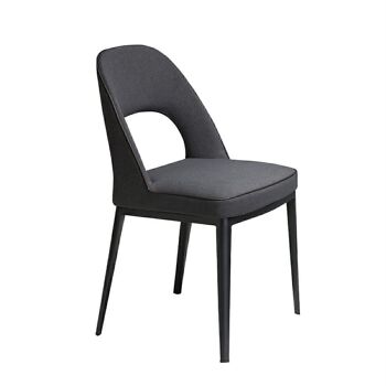 Chaise de salle à manger rembourrée en tissu et structure de pieds en acier époxy peint en noir, modèle 4023 1