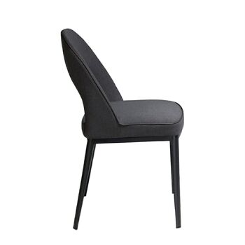 Chaise de salle à manger rembourrée en tissu et structure de pieds en acier époxy peint en noir, modèle 4023 3