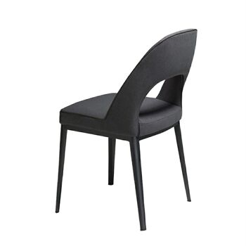 Chaise de salle à manger rembourrée en tissu et structure de pieds en acier époxy peint en noir, modèle 4023 4