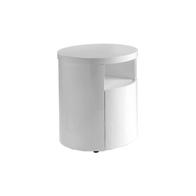 Bedside table in Glossy White lacquered MDF with hidden drawer, model 7006