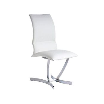 Chaise de salle à manger rembourrée en similicuir et structure en acier inoxydable chromé, modèle 4029 1