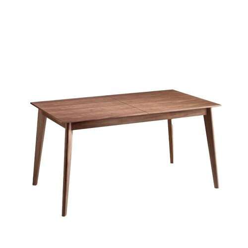 Mesa comedor extensible de madera chapada en nogal, modelo 1008