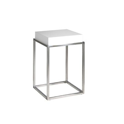 Tavolo ad angolo con pannello in MDF laccato Bianco Lucido su struttura in acciaio inox cromato, modello 2041