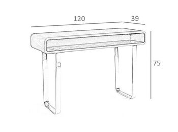 Console en bois plaqué noyer sur pieds en inox chromé, modèle 3000 4