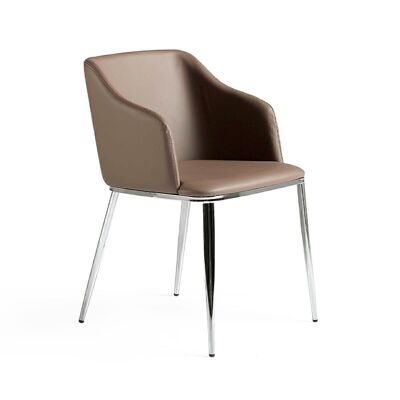 Dining chair upholstered in imitation leather and chromed stainless steel structure, model 4022