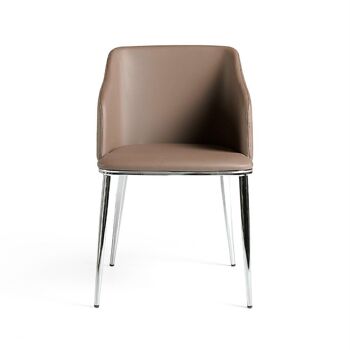 Chaise de salle à manger rembourrée en similicuir et structure en acier inoxydable chromé, modèle 4022 2