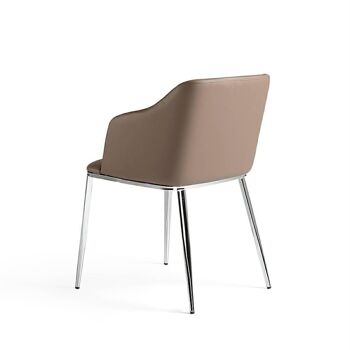 Chaise de salle à manger rembourrée en similicuir et structure en acier inoxydable chromé, modèle 4022 4