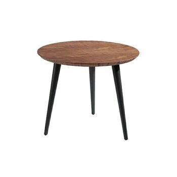 Table d'angle avec plateau circulaire en bois plaqué noyer et pieds peints en noir, modèle 2030 1