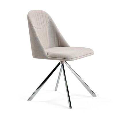 Swivel dining chair upholstered in fabric and chromed steel leg frame, model 4020