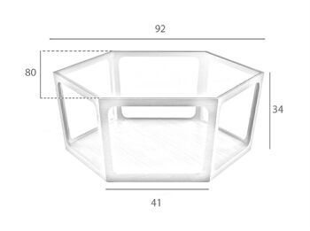 Table basse hexagonale en bois plaqué et plateau en verre trempé, modèle 2023 8