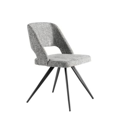 Chaise de salle à manger rembourrée en tissu et structure de pieds en acier époxy peint en noir, modèle 4010