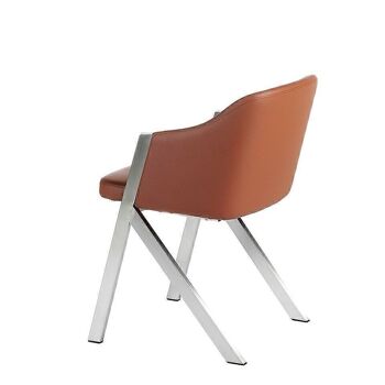 Chaise de salle à manger rembourrée en similicuir et structure de pieds en acier inoxydable poli, modèle 4037 2