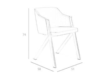 Chaise de salle à manger rembourrée en similicuir et structure de pieds en acier inoxydable poli, modèle 4037 8