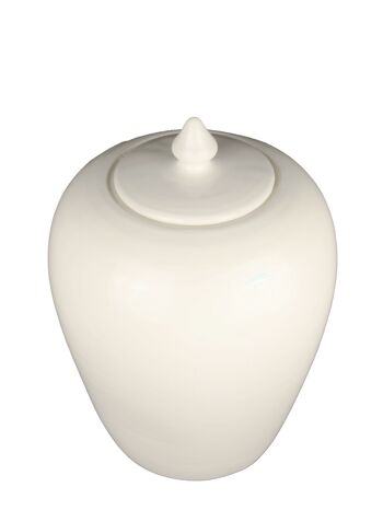 Vase à couvercle en céramique blanc crème 25 cm 2