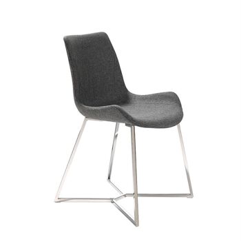 Chaise de salle à manger rembourrée en tissu et structure de pieds en acier chromé 22 microns, modèle 4009 1