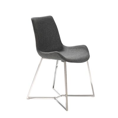 Silla de comedor tapizada en tela y estructura de patas en acero cromado de 22 micras, modelo 4009