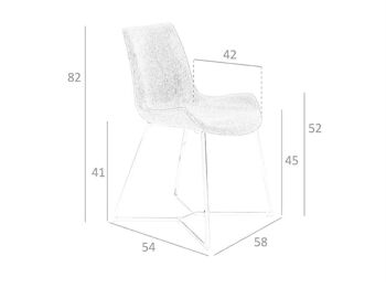 Chaise de salle à manger rembourrée en tissu et structure de pieds en acier chromé 22 microns, modèle 4009 5