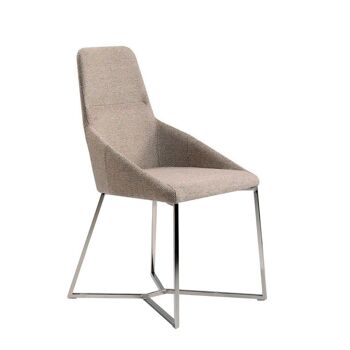 Chaise de salle à manger rembourrée en tissu et structure en acier inoxydable chromé, modèle 4008 1